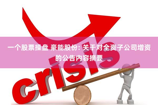 一个股票操盘 豪能股份: 关于对全资子公司增资的公告内容摘要